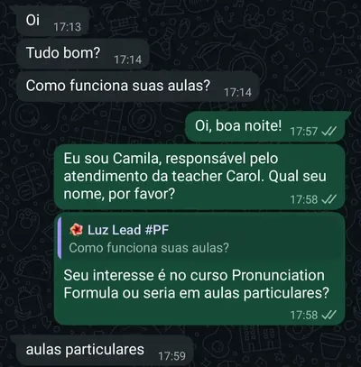 Pedido de aula particular