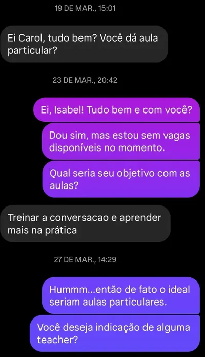 Pedido de aula particular
