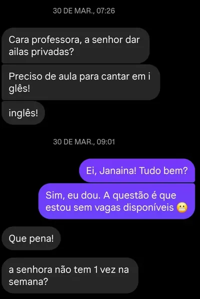 Pedido de aula particular