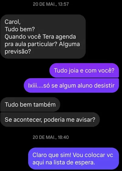 Pedido para entrar na lista de espera